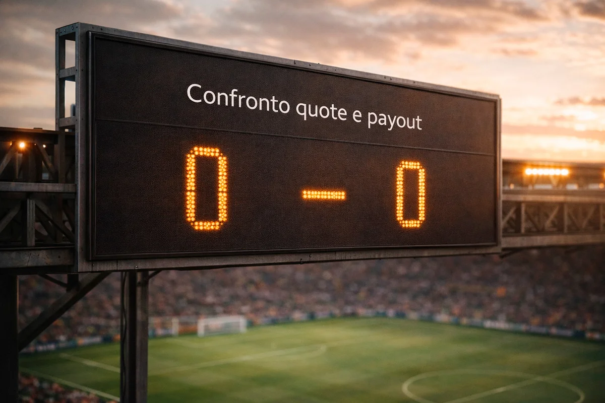 Tabellone segnapunti di uno stadio di calcio con il campo verde sullo sfondo