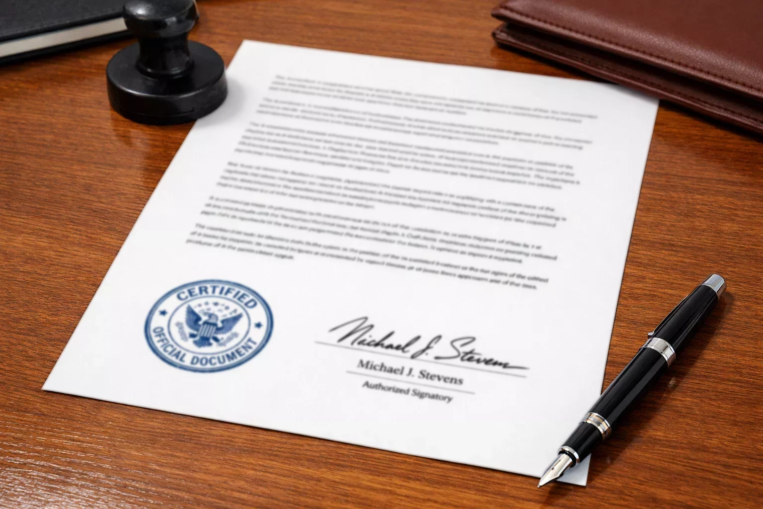 Documento ufficiale con timbro e firma
