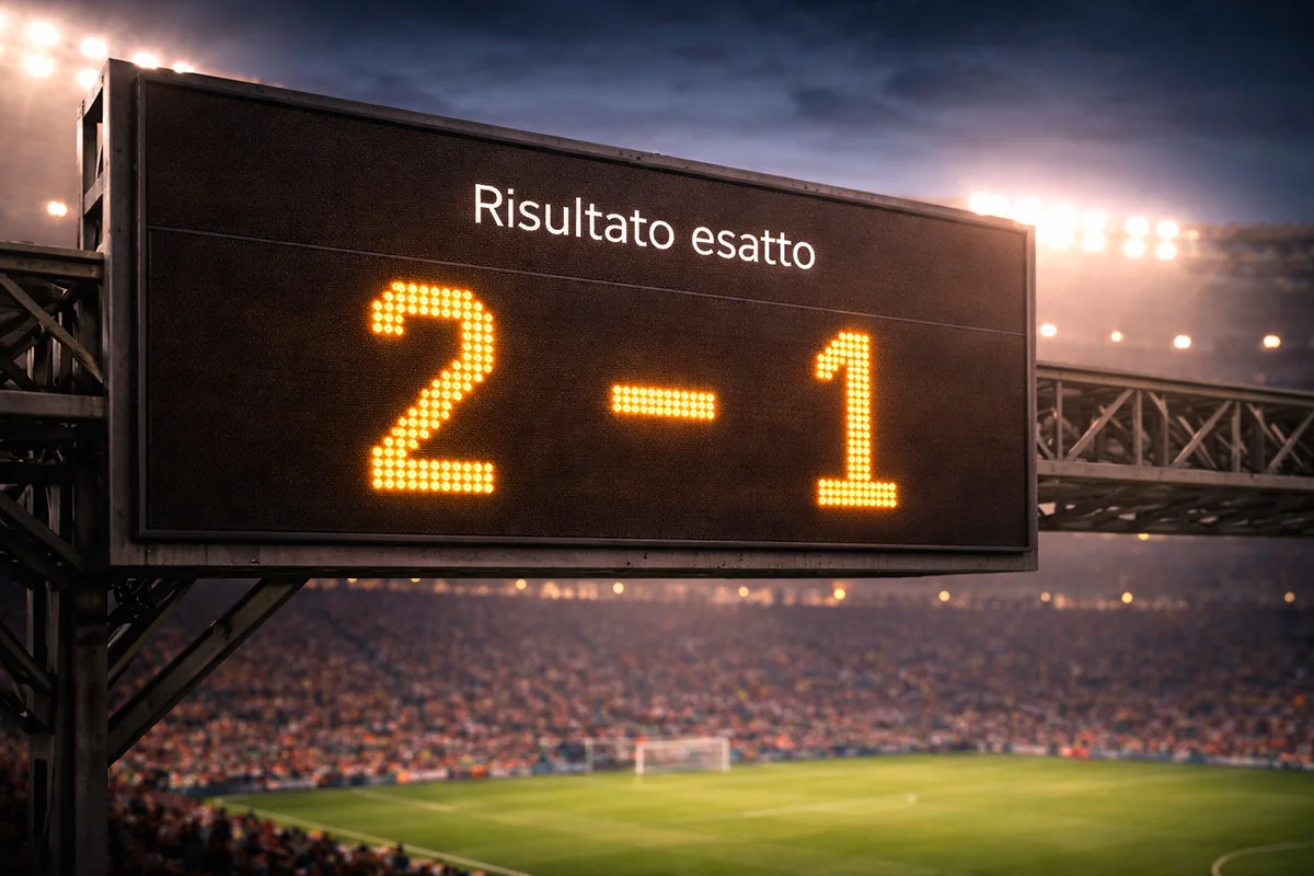 Tabellone dello stadio di calcio che mostra il punteggio di una partita in corso