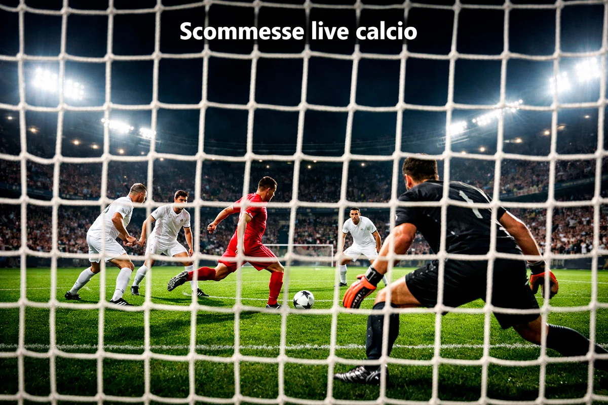 Partita di calcio in corso in uno stadio illuminato per le scommesse live