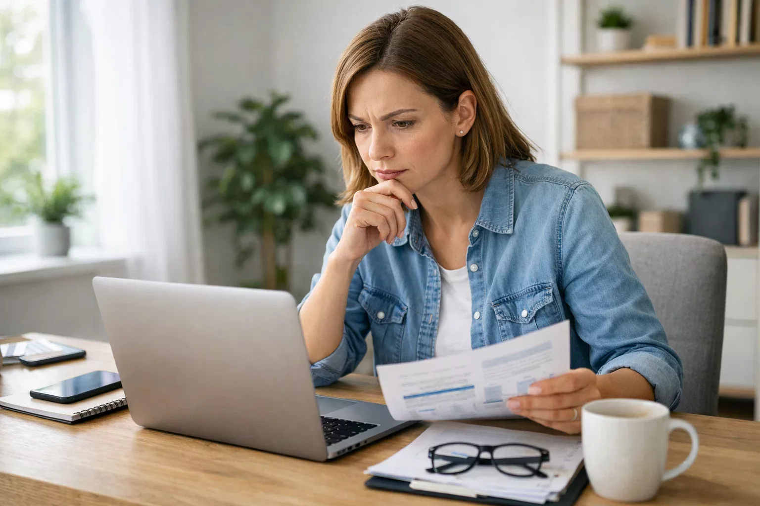 Persona che verifica informazioni su computer portatile